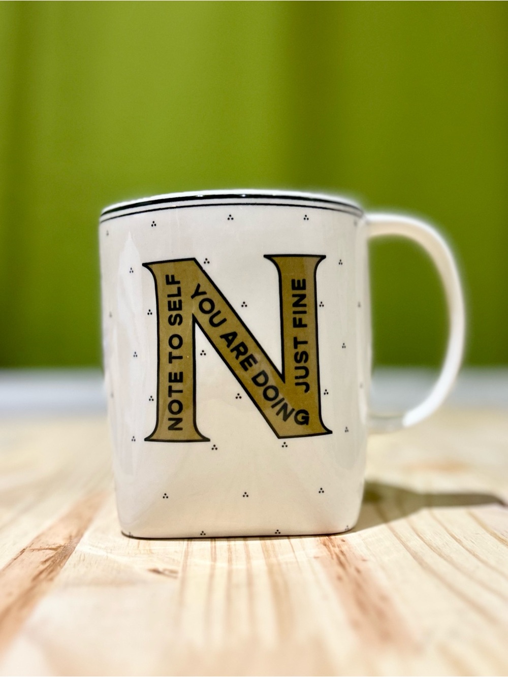 NWT Anthropologie “N” Drop Cap Monogram Mug — Ceramic Initial Mug